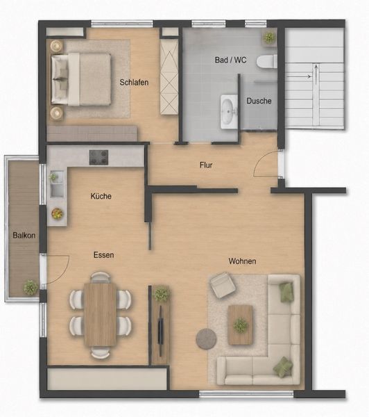 Wohnen über den Dächern von Degerloch – 2,5 Zimmer mit Balkon und Garage